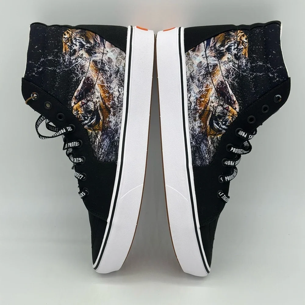 Black High-Top Sneakers with Tiger Design